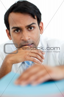 Portrait of a stressed businessman