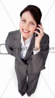 Radiant businesswoman on phone 