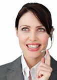 Charming businesswoman with headset