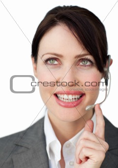 Charming businesswoman with headset