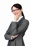 Assertive elegant businesswoman wearing glasses