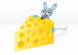 Mouse is stealing a piece of cheese