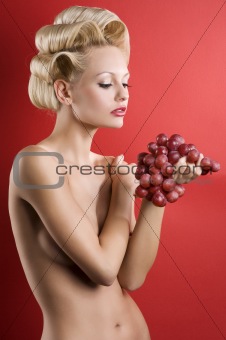 the blond with grape
