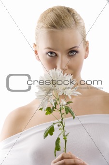 white woman flower