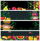 Colorful fruit banners.