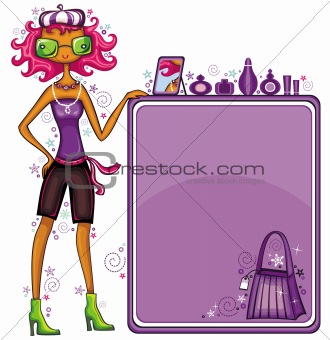 Young girl  with empty board