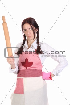 mad housewife with a rolling pin