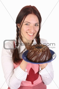 housewife  with bundt cake