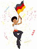 Black Girl Germany Soccer Fan with flag.