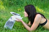 Rabbit and woman