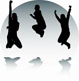 Silhouettes of jumping teenagers