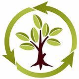 Tree with leaves and recycling symbol