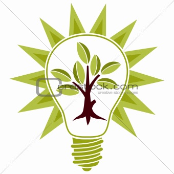 Tree with leaves and light bulb