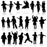 Vector silhouette girls and boys