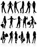 Vector silhouettes girls