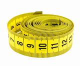 Curled yellow measuring tape