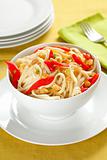 spaghetti bowl with garlic and pepper
