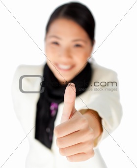 Confident Businesswoman with thumb up 