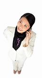 Smiling attractive businesswoman on phone
