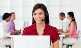 Young Businesswoman using headset 