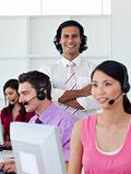 International business people working in a call center