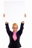 woman with empty white board