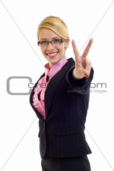  businesswoman victory sign