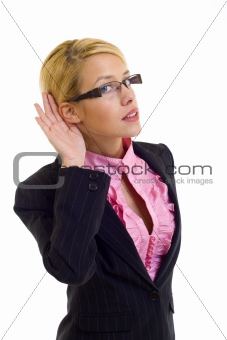 woman cupping hand behind ear