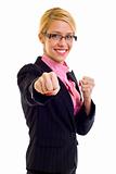 businesswoman in fighting pose