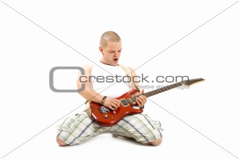 man playing a guitar 