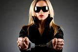 woman wearing handcuffs