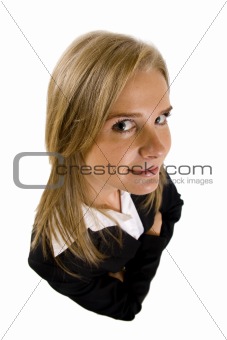 dynamic view of serious businesswoman