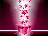 Pink gift box with stars.