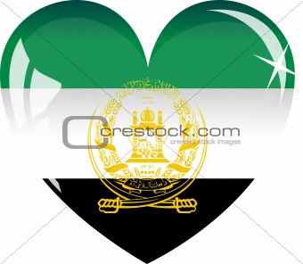 Vector heart with Afghanistan flag texture isolated on a white background.