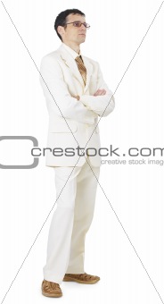 Man in light business suit on white background