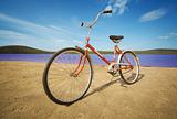 Old-fashioned bicycle on summer beach