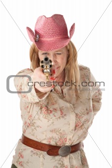 Cowgirl on white background