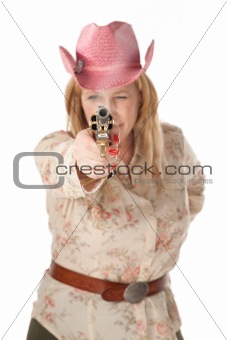 Cowgirl on white background