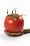 Tomato in wooden spoon