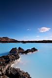 Milky white and blue water of the Blue Lagoon geothermal baths in Iceland 