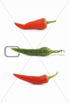 Red and green peppers.