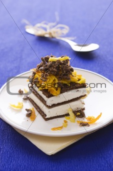Chocolate cake with orange and bizet