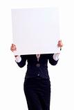 businesswoman with blank board