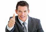 Happy businessman with a thumb up 
