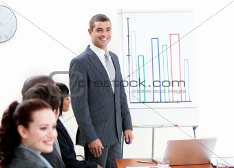 Confident businessman doing a presentation
