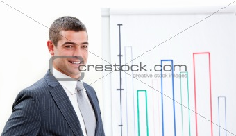 Charismatic young businessman doing a presentation
