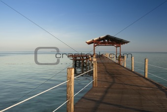 wooden pier borneo seascape