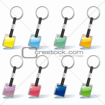 isolated colored key chain set