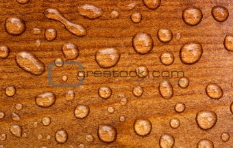 Waterdrops on wood