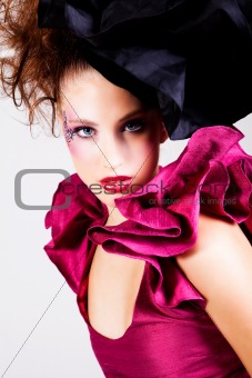 Young Woman in Avant Garde Attire - Isolated
